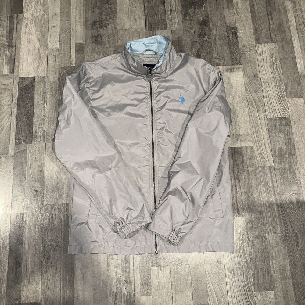 US POLO ASSASIN Mens Jacket Gray Full-Zip Windbreaker Men Size s
